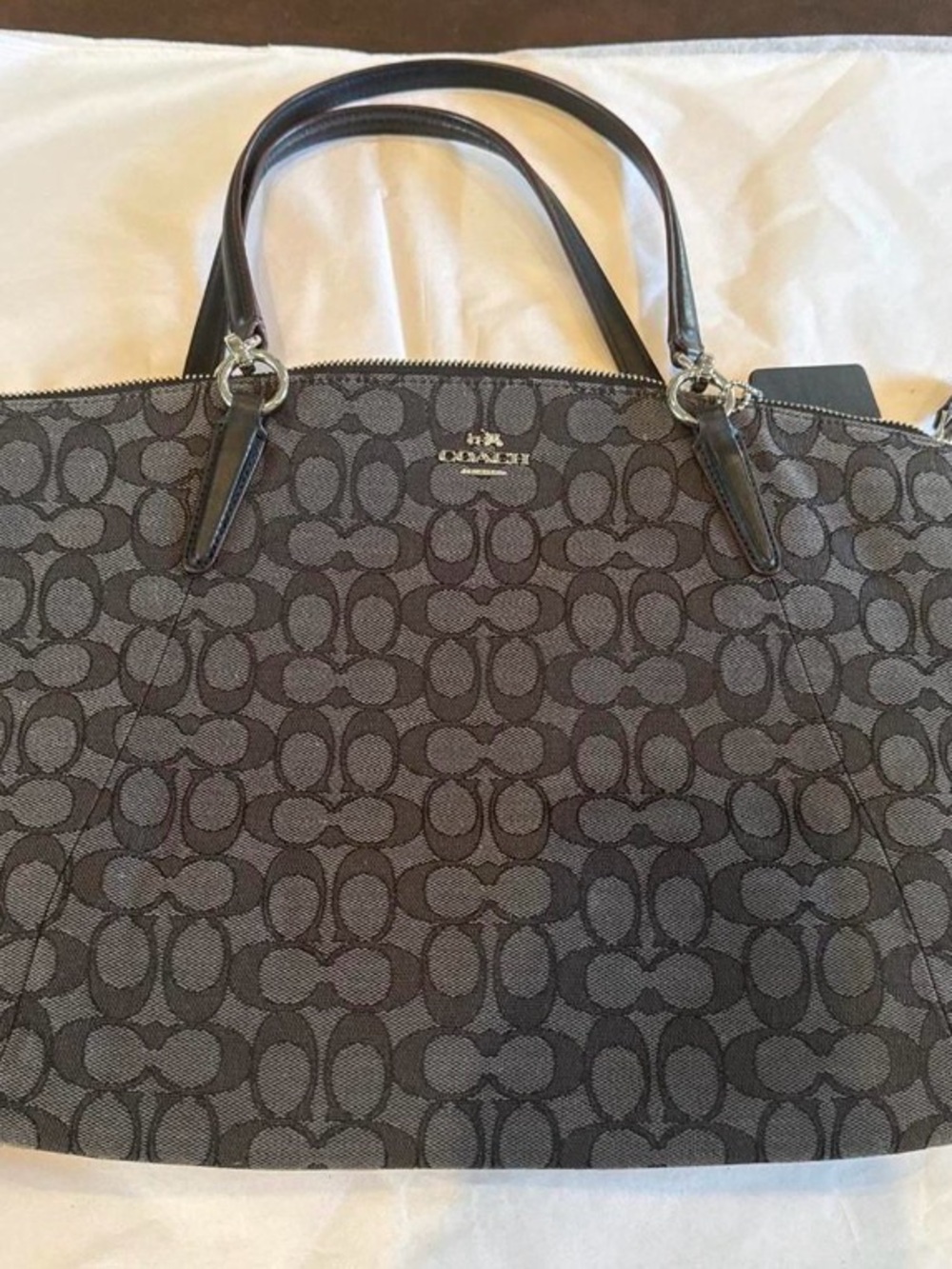 Coach Signature Tote - Charcoal Gray with Black Trim